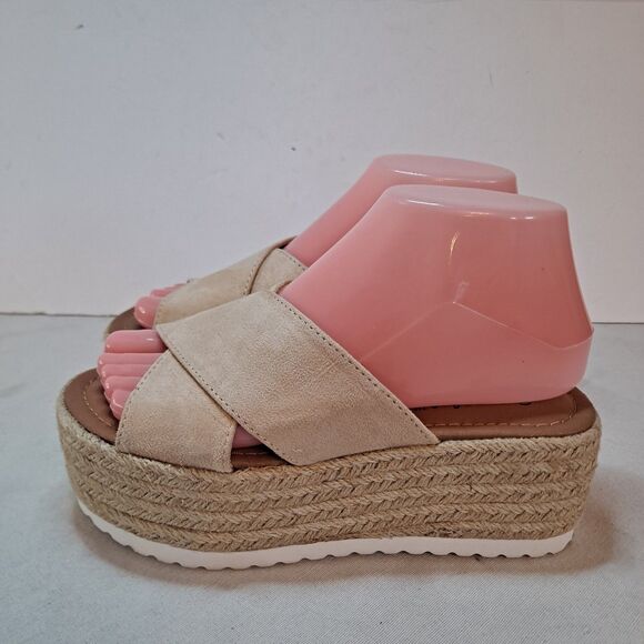 Bonnibel Platform Espadrilles Women’s Size 5.5 Tan Crisscross Slides Sandals - Picture 2 of 10